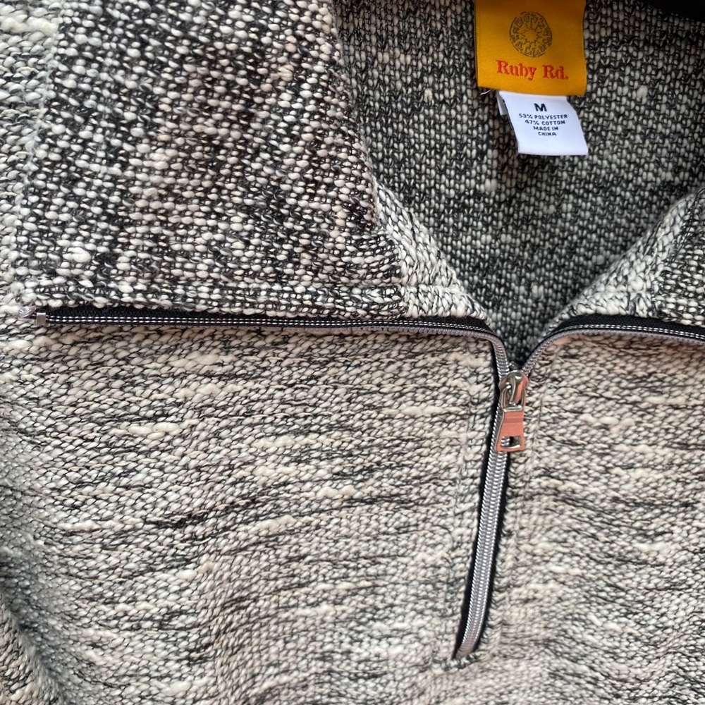 Ruby Rd. Pullover Top 1/4 Zip Reverse Weave Black… - image 6